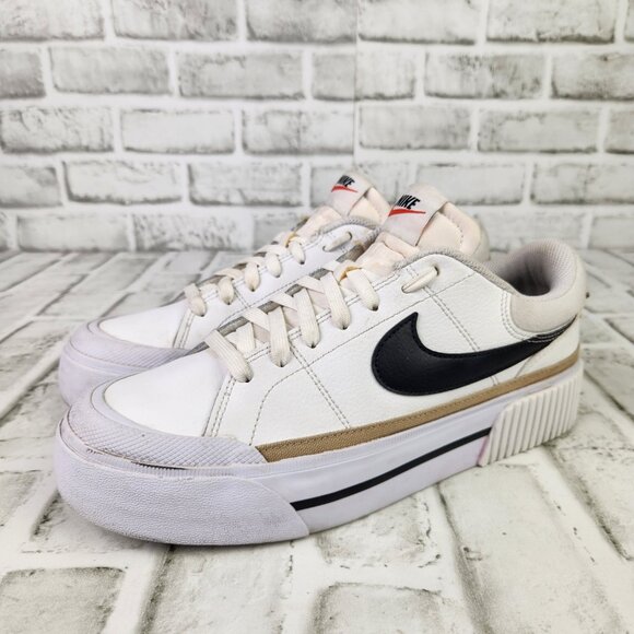 Nike Court Legacy Lift Low Women's Size 9.5 White Hemp Platform Shoes DM7590-100 - Picture 3 of 10